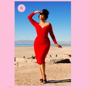 Laura Byrnes California Monica Wiggle Dress in Red - Size Large - 2015